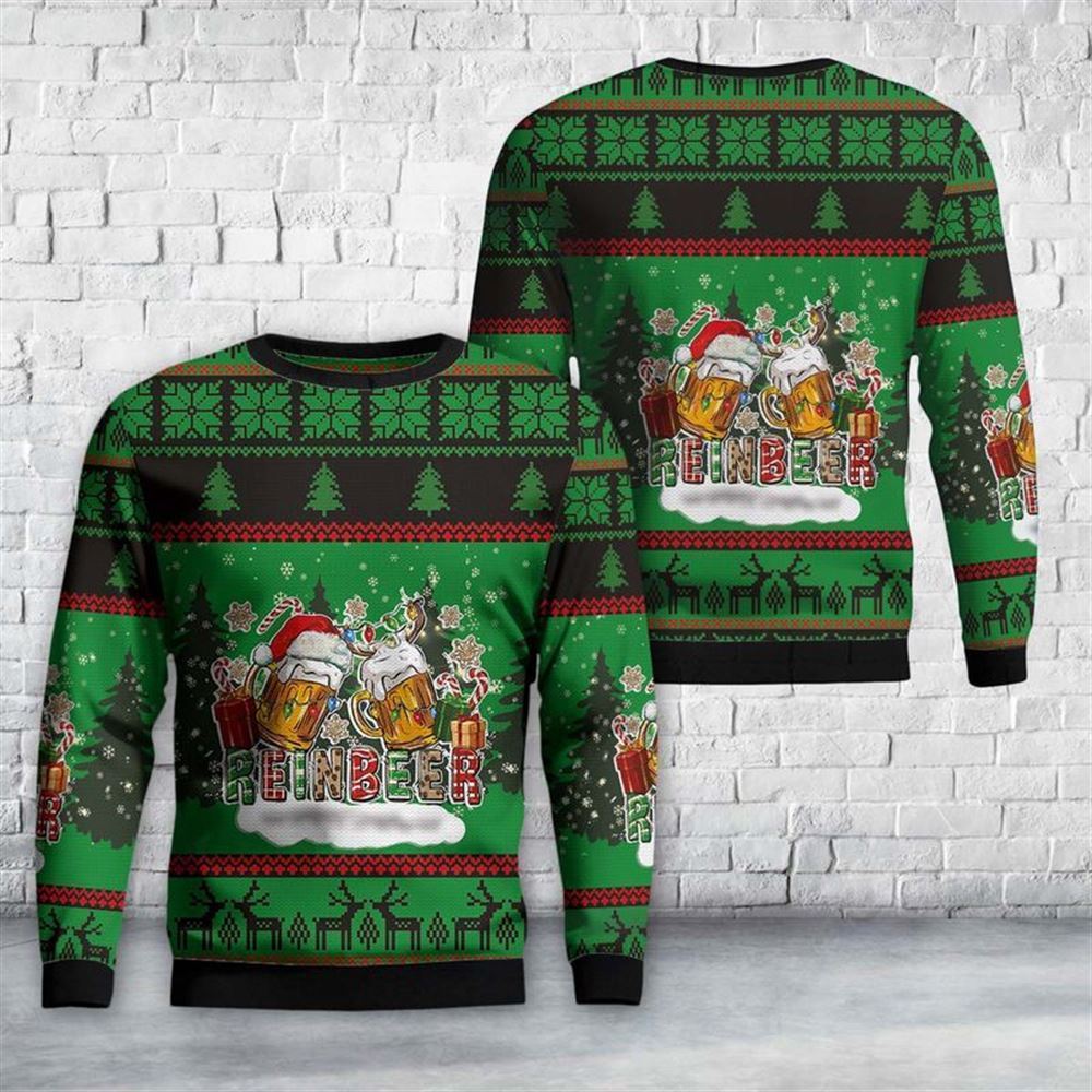 Reinbeer With Gifts And Christmas lights Ugly Christmas Sweater, Best Gift For Holiday, Christmas Crewneck Sweater, Christmas Winter Fashion