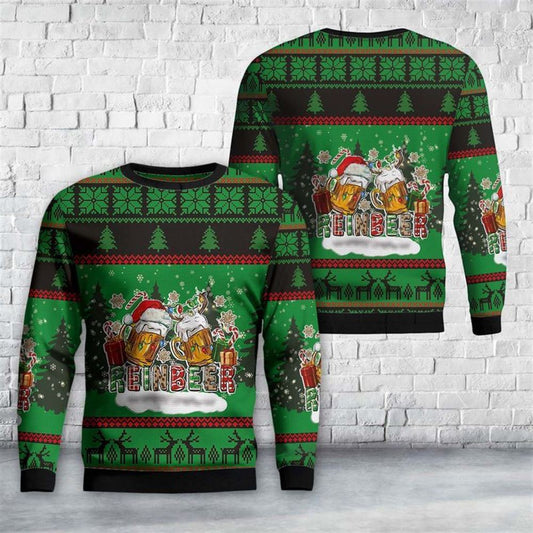 Reinbeer With Gifts And Christmas lights Ugly Christmas Sweater, Best Gift For Holiday, Christmas Crewneck Sweater, Christmas Winter Fashion