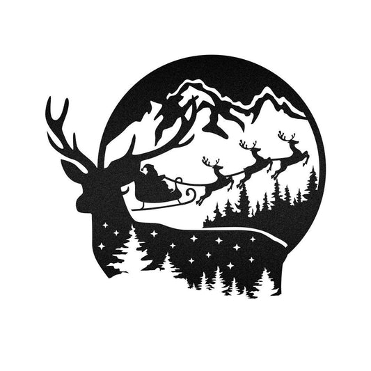 Reindeer And Santa Christmas Sence Custom Neon Metal Sign, Christmas Gift, Christmas Home Decor Sign, Christmas Outdoor Metal Sign