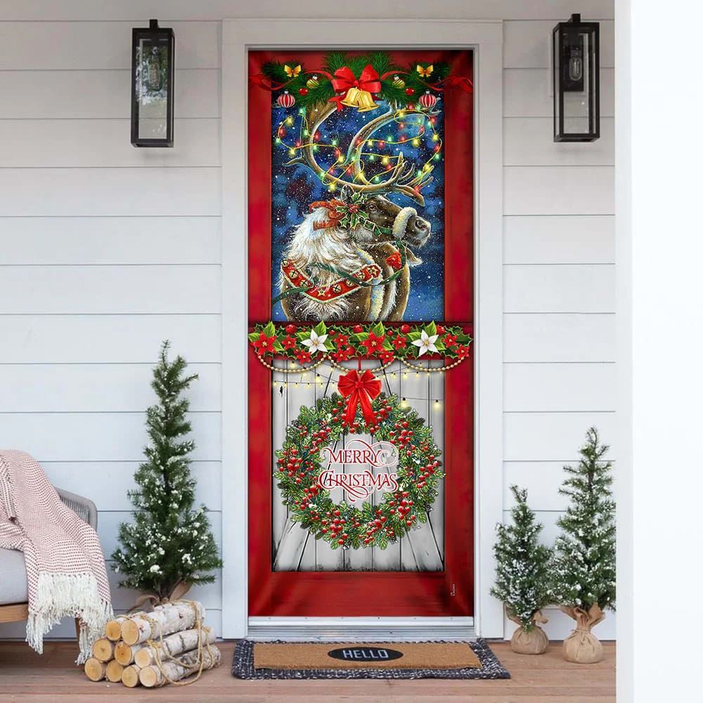 Reindeer Christmas Door Cover, Christmas Door Knob Covers, Christmas Outdoor Decoration