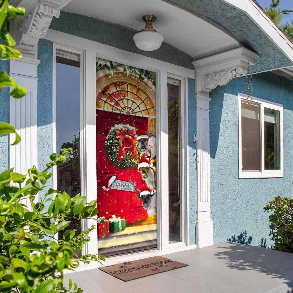 Reindeer Farmhouse Christmas Door Cover, Christmas Door Knob Covers, Christmas Outdoor Decoration