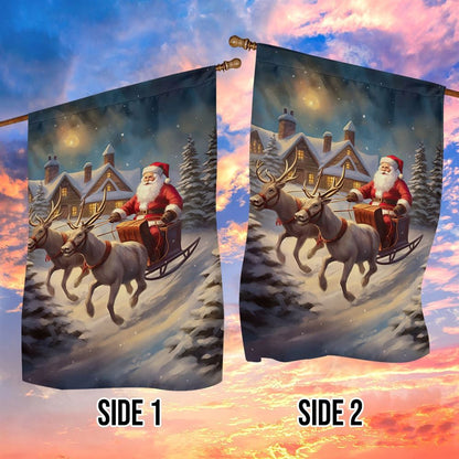 Reindeer Pulling Santa Claus Flag, Christmas Garden Flag, Home Decor Accessories, Christmas Outdoor Decor Ideas