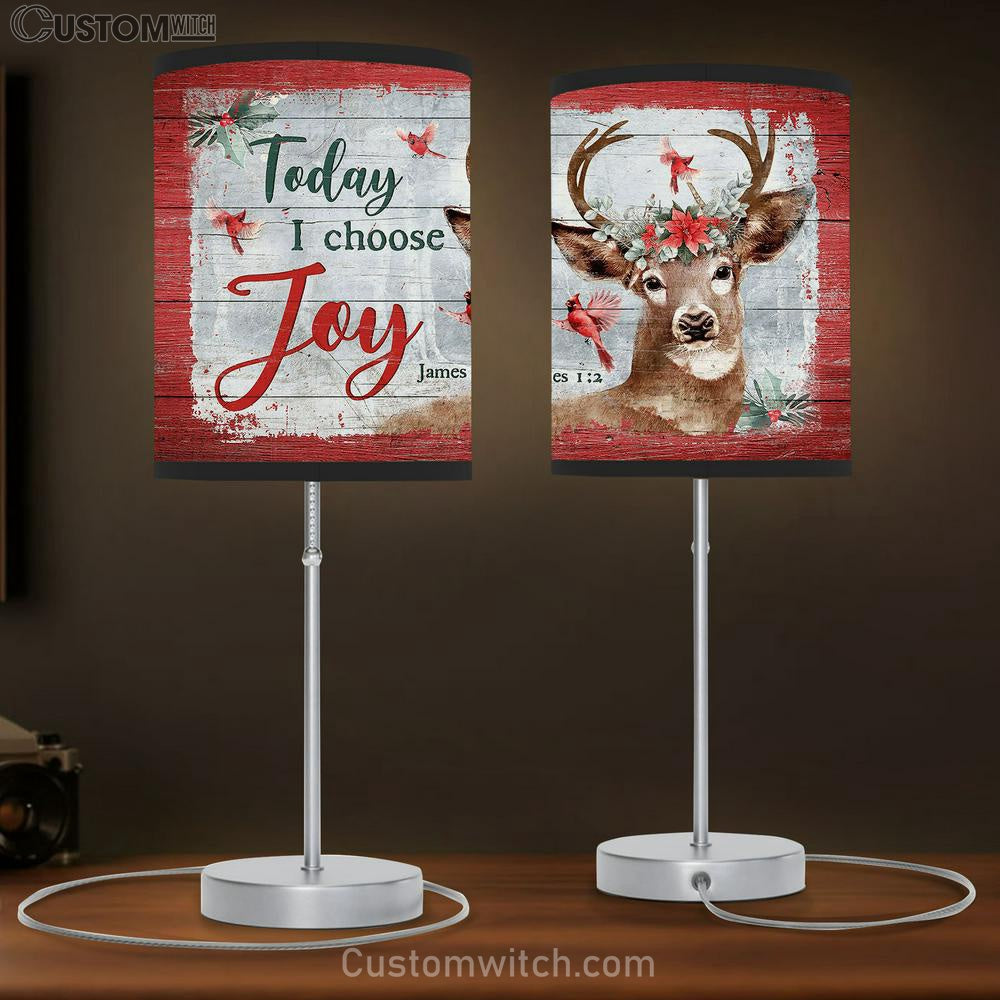 Reindeer Today I Choose Joy Table Lamb Gift - Bible Verse Table Lamb - Religious Bedroom Decor