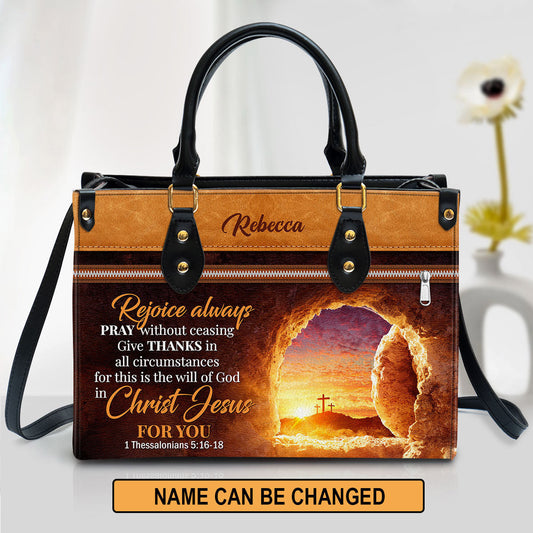 Rejoice Always Pray Without Ceasing Personalized Leather Bag, Women Pu Leather Bag, Christian Gifts For Women