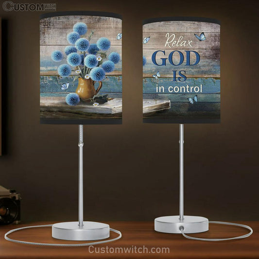 Relax God Is In Control Blue Flowers Lamb Gift Table Lamb - Christian Lamb Gift - Religious Art