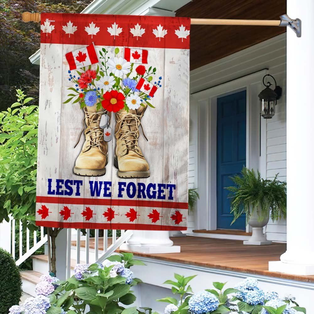 Remembrance Day Canadian Veterans Lest We Forget Flag, Outdoor House Flags, Christian Flag, Scripture Flag, Garden Banner