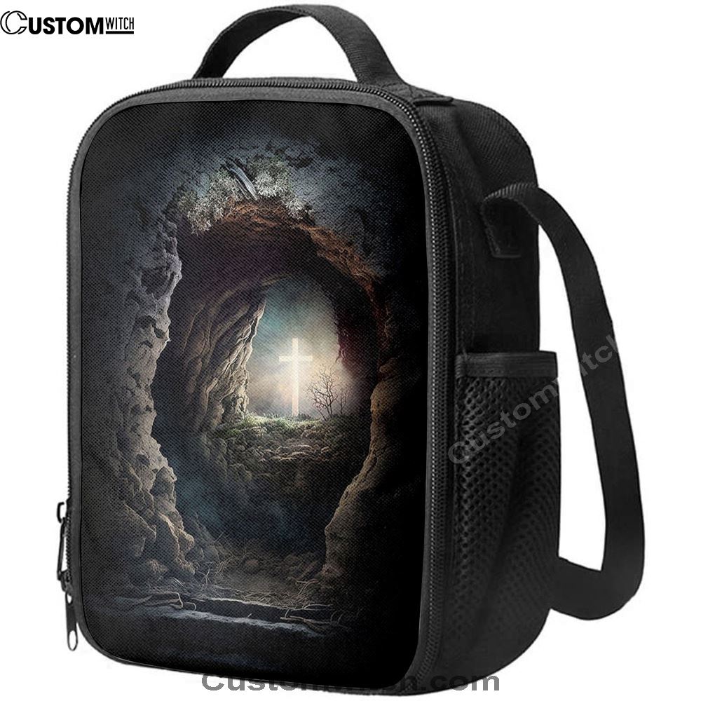 Resurrection Light Empty Tomb With Crucifix Dawn Lunch Bags - Religious Lunch Bag, Bible Verse Lunch Bag For Men And Women