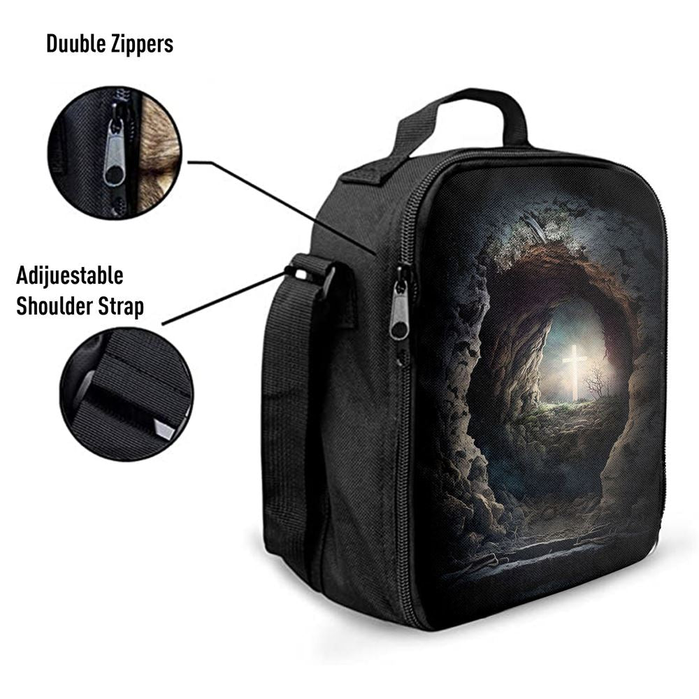 Resurrection Light Empty Tomb With Crucifix Dawn Lunch Bags - Religious Lunch Bag, Bible Verse Lunch Bag For Men And Women