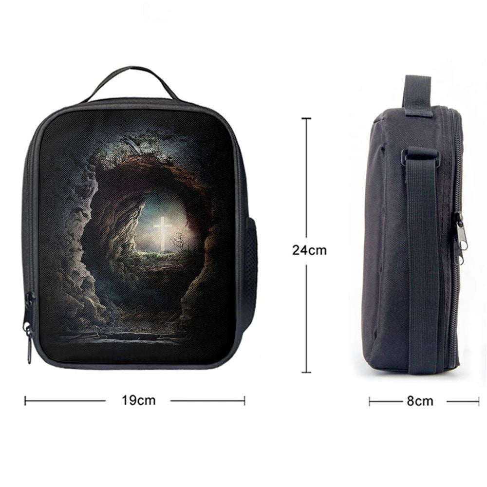Resurrection Light Empty Tomb With Crucifix Dawn Lunch Bags - Religious Lunch Bag, Bible Verse Lunch Bag For Men And Women