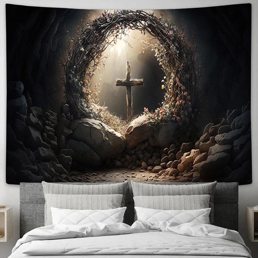Resurrection Light Empty Tomb With Crucifix Dawn Tapestry Pictures - F ...