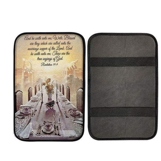 Revelation 199 Car Center Console Cover - These Are The True Sayings Of God, Christian Gift Car Armrest Pad