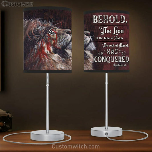 Revelation 55 Behold - The Lion Of The Tribe Of Judah Table Lamb Gift - Christian Bedroom Decor