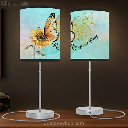 Rise Up And Pray Butterfly Sunflower Table Lamb Gift - Christian Bedroom Decor