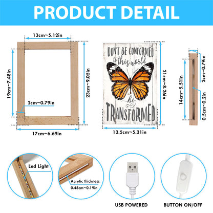 Romans 12 2 Butterfly Art Frame Lamp - Be Transform - Decoration For Bedroom, Bathroom, Office, Living Room