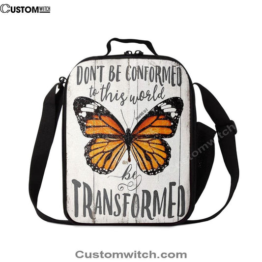 Romans 12 2 Butterfly Lunch Bag - Be Transform, Bible Verse Lunch Bag For Men And Women