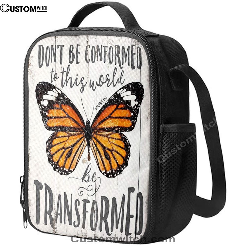 Romans 12 2 Butterfly Lunch Bag - Be Transform, Bible Verse Lunch Bag For Men And Women