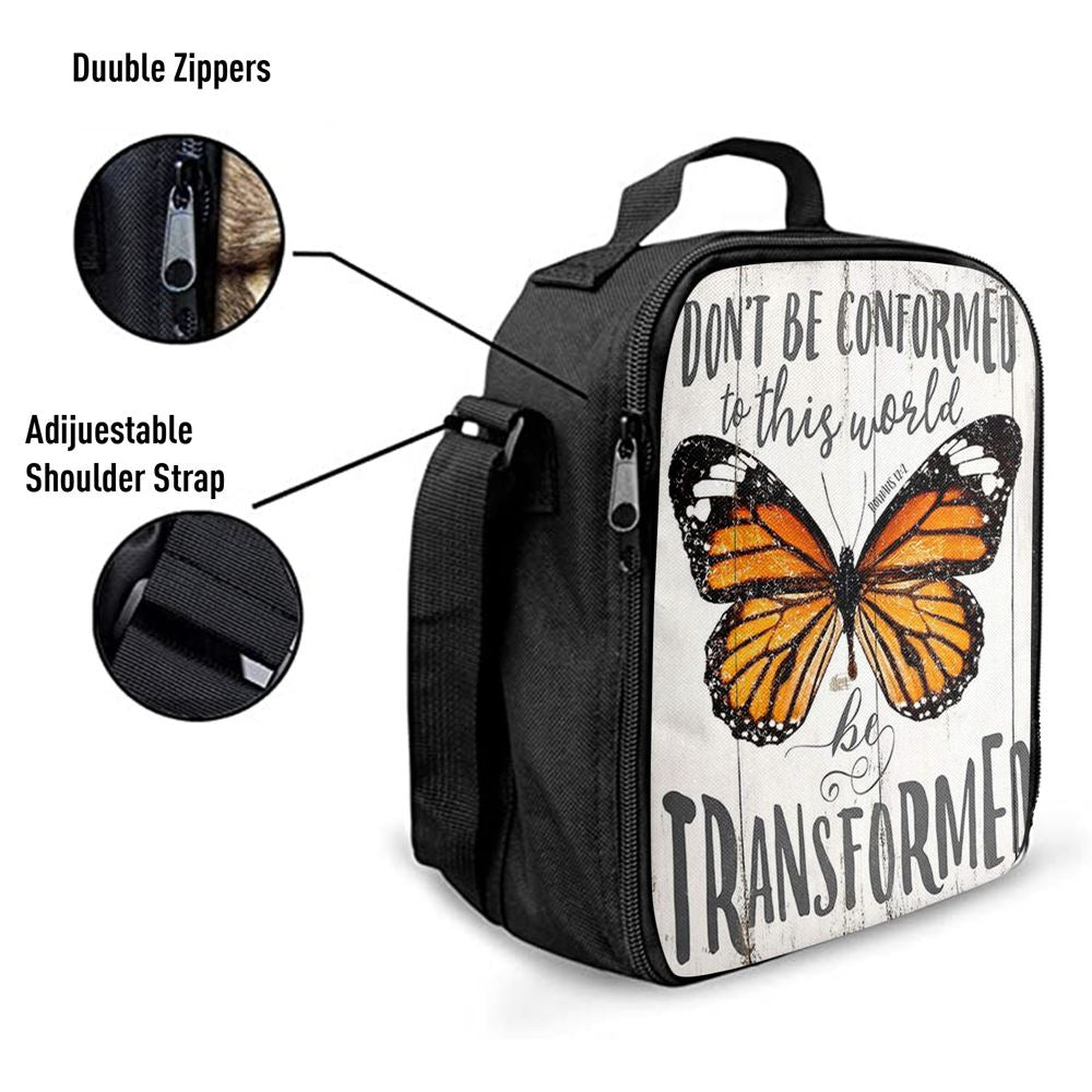 Romans 12 2 Butterfly Lunch Bag - Be Transform, Bible Verse Lunch Bag For Men And Women
