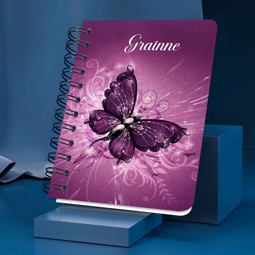 Romans 1513 Personalized Purple Butterfly Spiral Journal, Scripture Gifts For Church Members