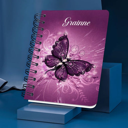 Romans 1513 Personalized Purple Butterfly Spiral Journal, Scripture Gifts For Church Members