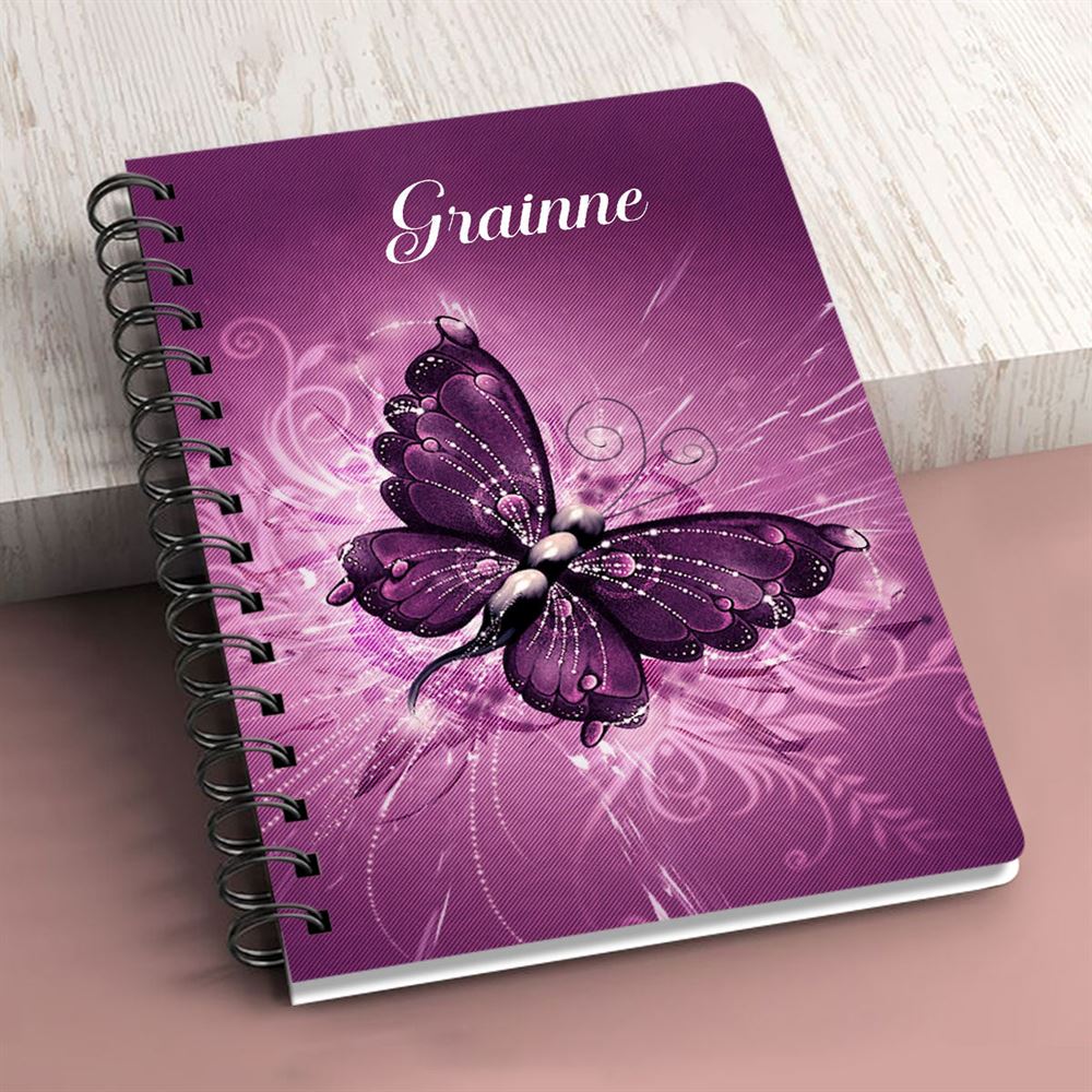 Romans 1513 Personalized Purple Butterfly Spiral Journal, Scripture Gifts For Church Members