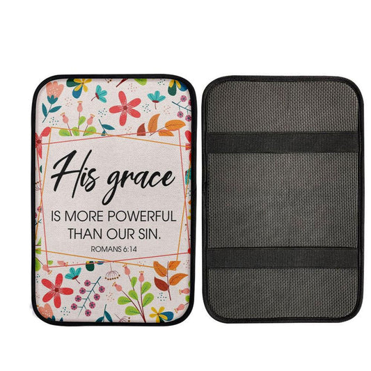 Romans 614 His Grace Is More Powerful Than Our Sin Car Center Console Cover, Jesus Art, Car Interior Accessories