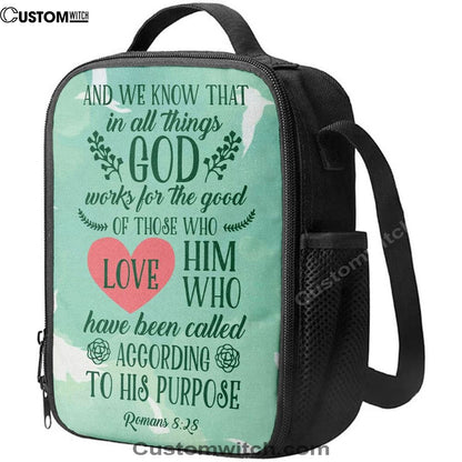 Romans 828 In All Things God Works For The Good Lunch Bags, Bible Verse Lunch Bag For Men And Women