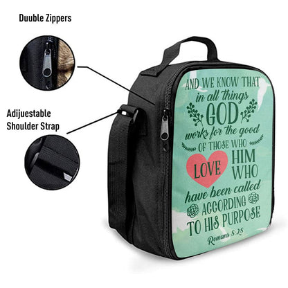 Romans 828 In All Things God Works For The Good Lunch Bags, Bible Verse Lunch Bag For Men And Women