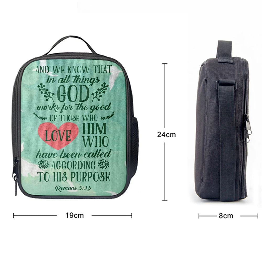 Romans 828 In All Things God Works For The Good Lunch Bags, Bible Verse Lunch Bag For Men And Women