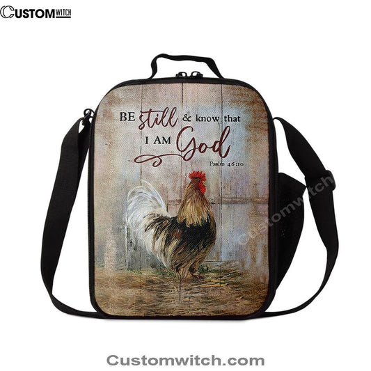 Rooster Chicken Be Still And Know That I Am God Lunch Bag, Bible Verse Lunch Bag For Men And Women