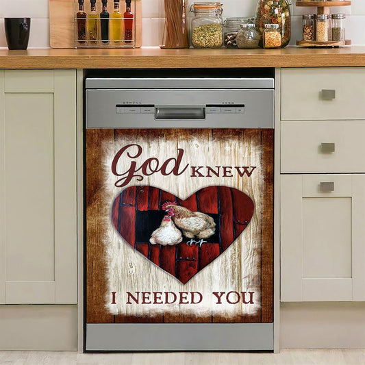 Rooster Hen God Knew I Needed You Dishwasher Cover, Christian Dishwasher Wrap, Bible Verse Kitchen Decoration
