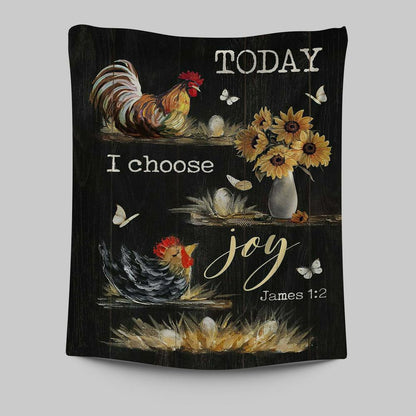 Rooster Sunflower Vase Black Background Today I Choose Joy Tapestry Art - Christian Art - Bible Verse Wall Art - Religious Home Decor