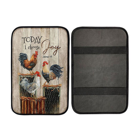 Rooster Today I Choose Joy Car Center Console Cover, Religious Car Interior Accessories