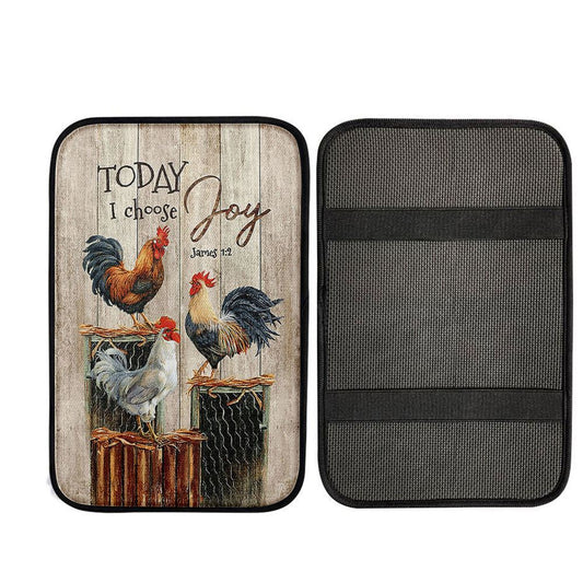 Rooster Today I Choose Joy Car Center Console Cover, Religious Car Interior Accessories