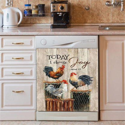 Rooster Today I Choose Joy Dishwasher Cover, Christian Dishwasher Wrap, Bible Verse Kitchen Decoration