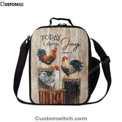 Rooster Today I Choose Joy Lunch Bag, Bible Verse Lunch Bag For Men And Women