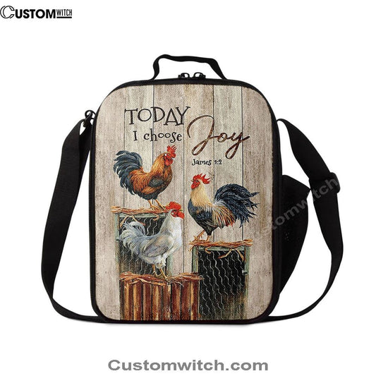 Rooster Today I Choose Joy Lunch Bag, Bible Verse Lunch Bag For Men And Women