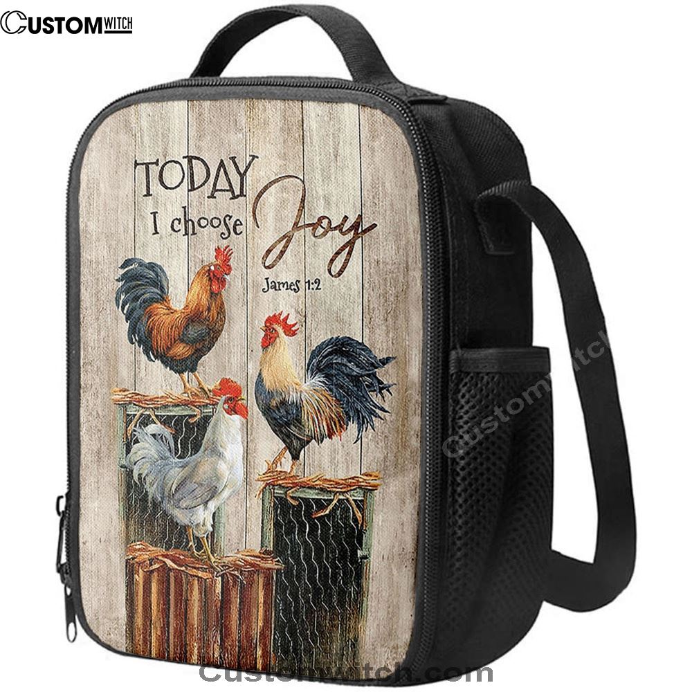 Rooster Today I Choose Joy Lunch Bag, Bible Verse Lunch Bag For Men And Women