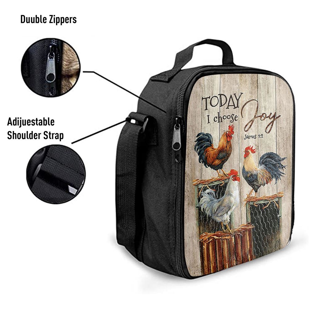 Rooster Today I Choose Joy Lunch Bag, Bible Verse Lunch Bag For Men And Women