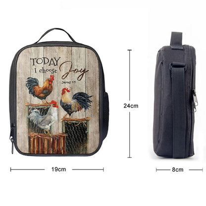 Rooster Today I Choose Joy Lunch Bag, Bible Verse Lunch Bag For Men And Women