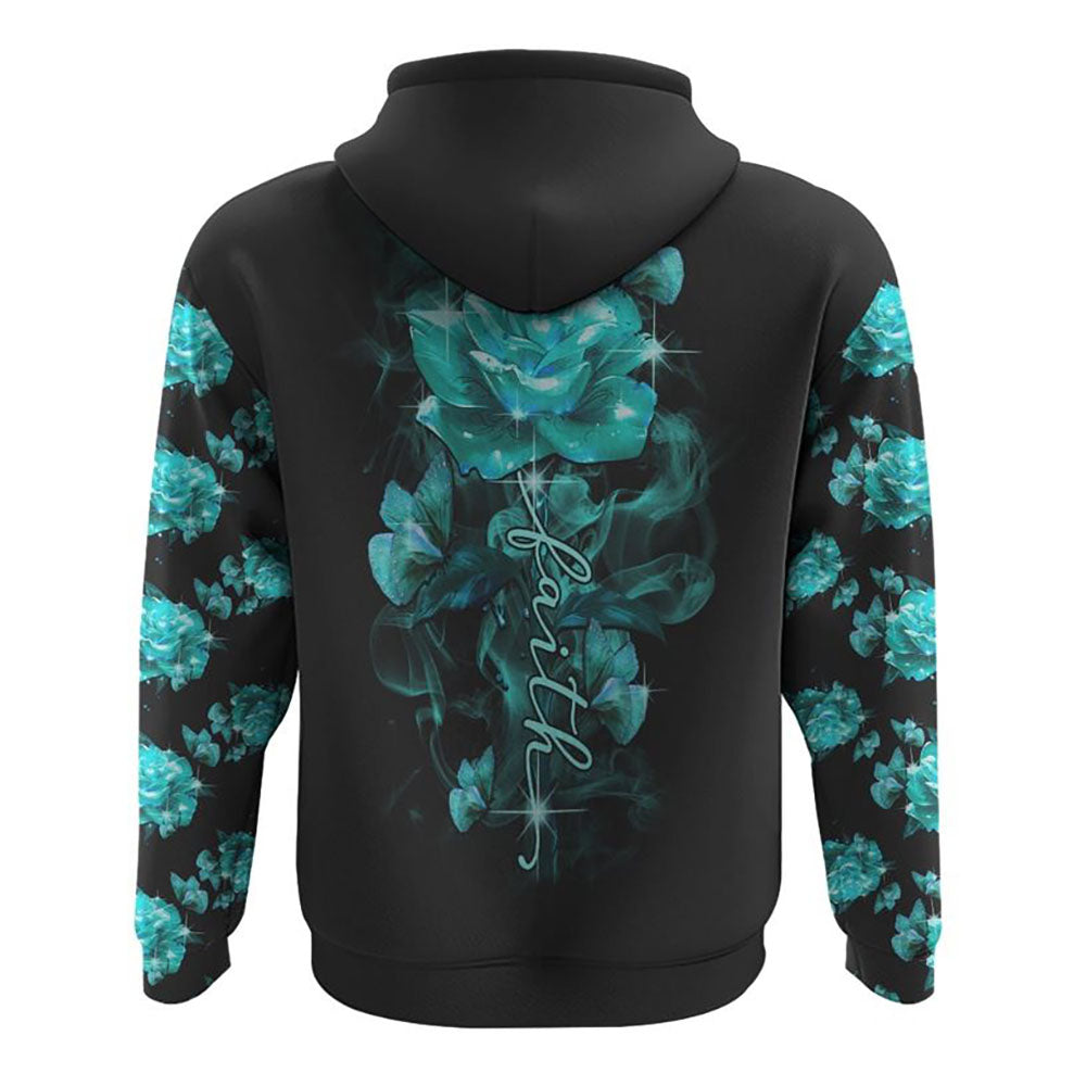 Rose Butterfly Faith All Over Print 3D Hoodie, Christian Hoodie, Christian Sweatshirt, Bible Verse Shirt