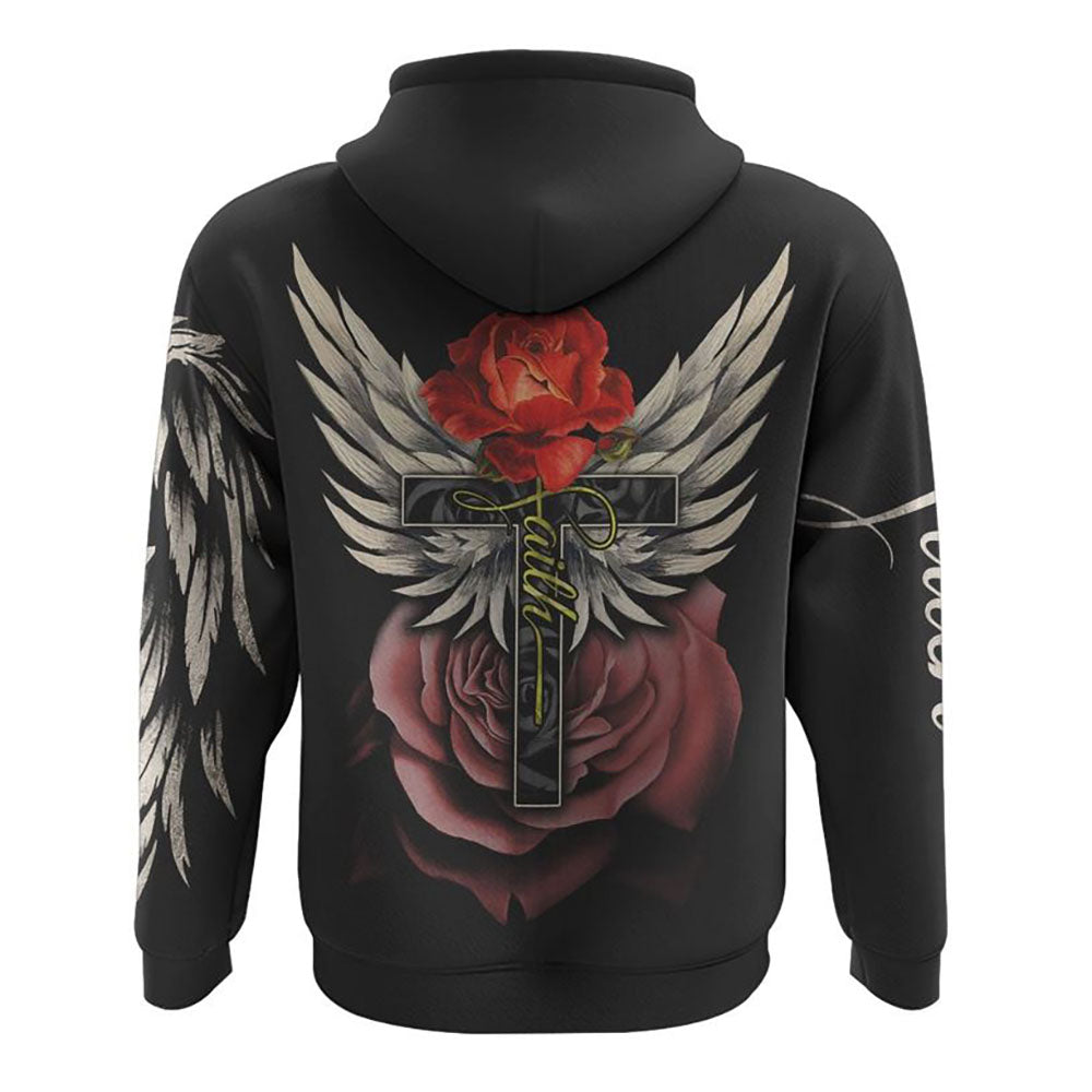 Rose Cross Painting All Over Print 3D Hoodie, Christian Hoodie, Christian Sweatshirt, Bible Verse Shirt
