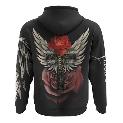 Rose Cross Painting All Over Print 3D Hoodie, Christian Hoodie, Christian Sweatshirt, Bible Verse Shirt