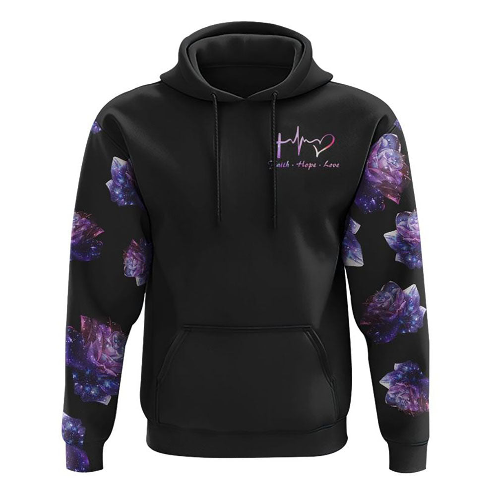 Rose Faith Galaxy All Over Print 3D Hoodie, Christian Hoodie, Christian Sweatshirt, Bible Verse Shirt