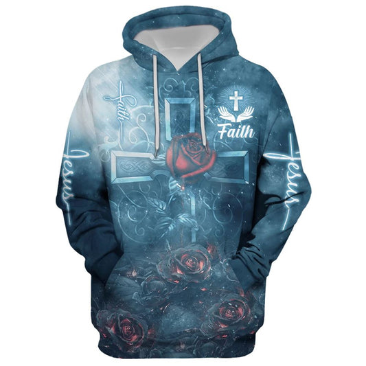 Rose Faith Hoodie For Men & Women, God 3D Printed Hoodie, Christian Apparel Hoodies