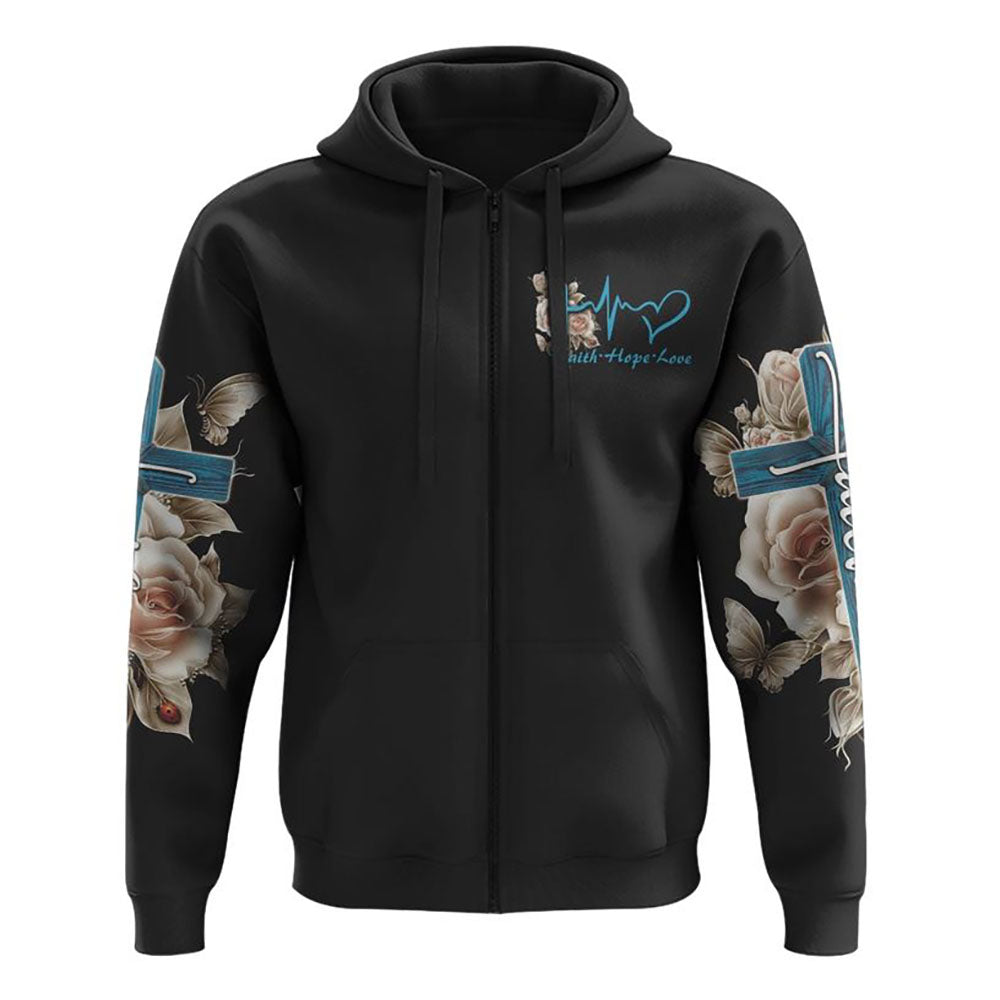 Rose Light Faith Cross All Over Print 3D Hoodie, Christian Hoodie, Christian Sweatshirt, Bible Verse Shirt