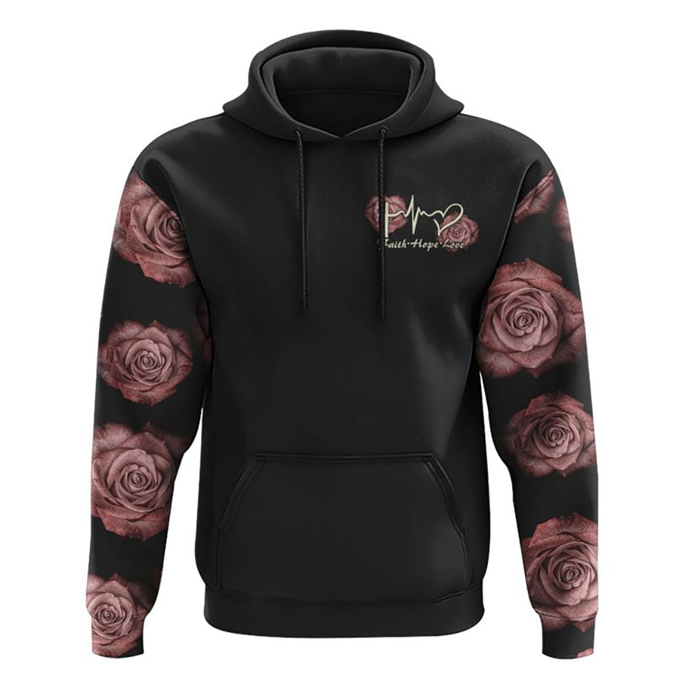 Rose Wings Cross Light All Over Print 3D Hoodie, Christian Hoodie, Christian Sweatshirt, Bible Verse Shirt