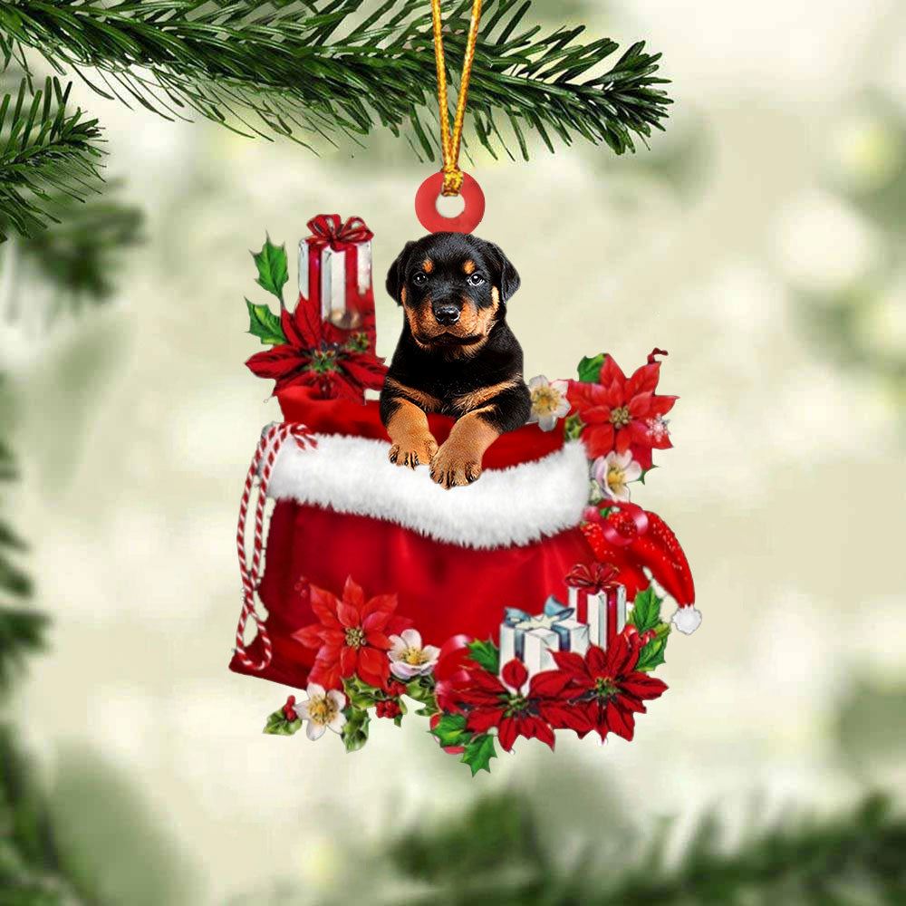 Rottweiler In Gift Bag Christmas Ornament, Christmas Gift, Christmas Tree Decorations, Christmas Ornament 2023