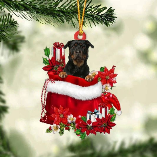 Rottweiler In Gifts Bag Christmas Ornament, Christmas Gift, Christmas Tree Decorations, Christmas Ornament 2023