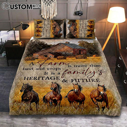 Running Horse A Farm Is More Than Land And Crops Quilt Bedding Set Print - Inspirational Quilt Bedding Set Art - Christian Bedroom Home Decor