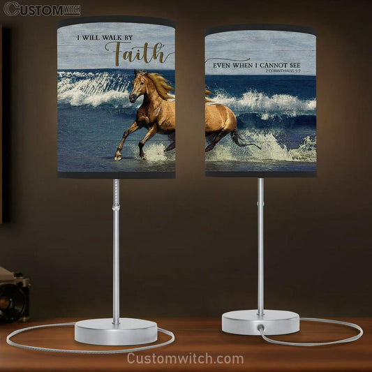 Running Horse I Will Walk By Faith Even When I Cannot See Lamb Gift Table Lamb - Christian Bedroom Decor - Gifts For Horse Lovers